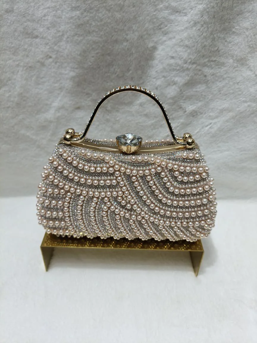 Luxury Pearl Embellished Party Clutch