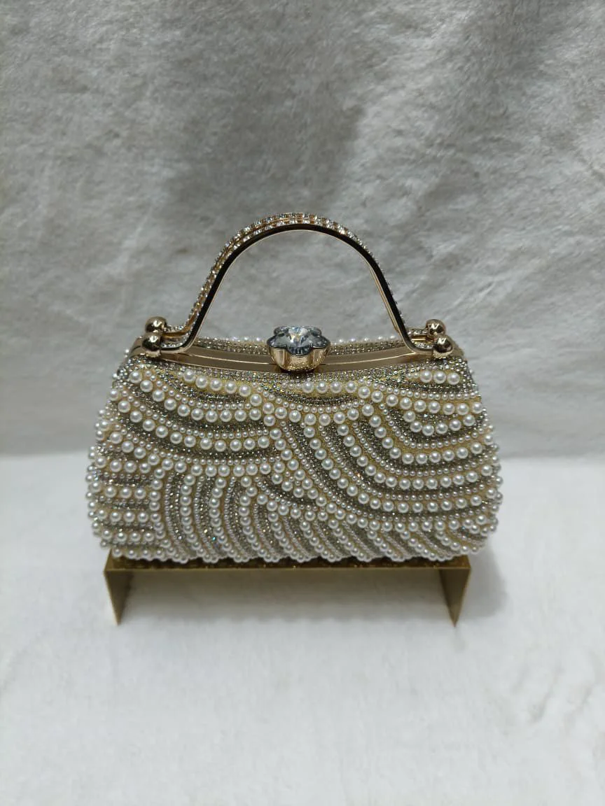 Luxury Pearl Embellished Party Clutch