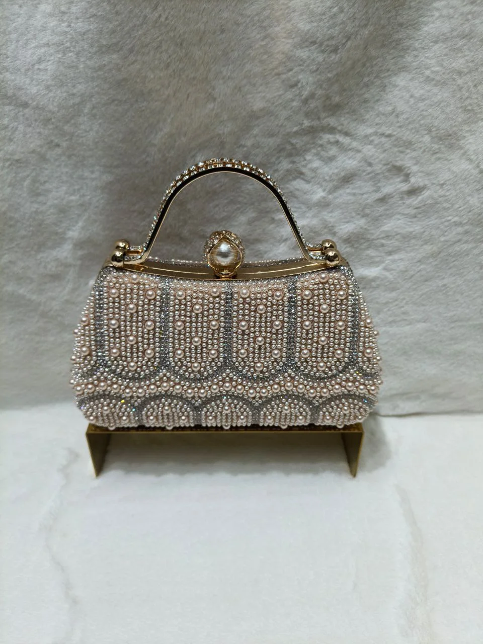 Luxury Pearl Embellished Party Clutch