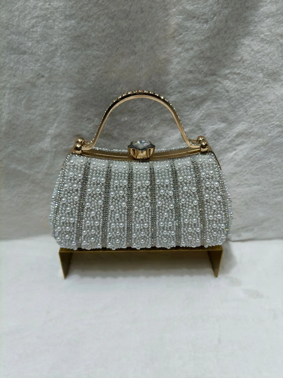 Luxury Pearl Embellished Party Clutch