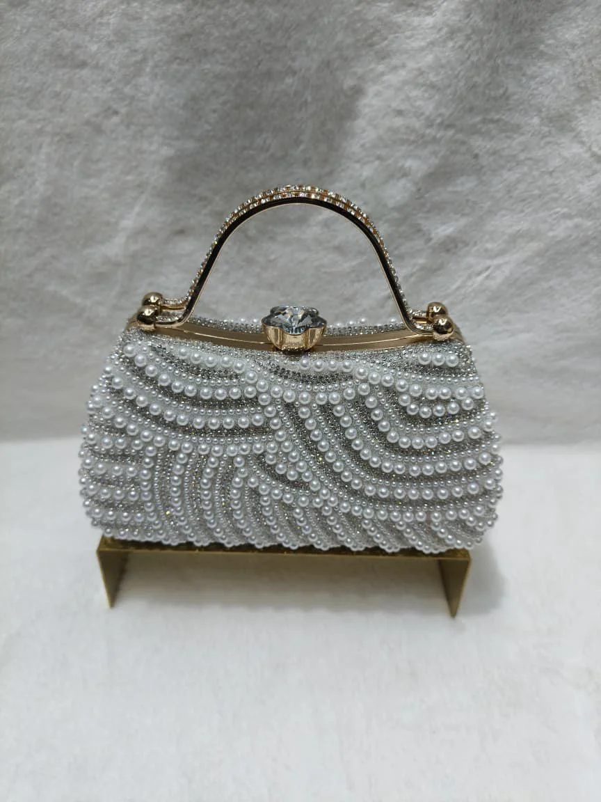 Luxury Pearl Embellished Party Clutch