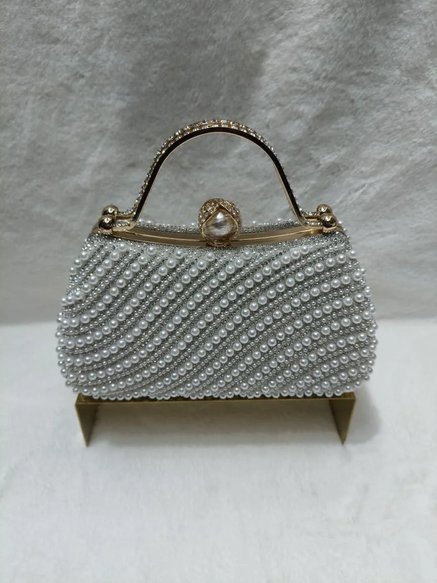 Luxury Pearl Embellished Party Clutch