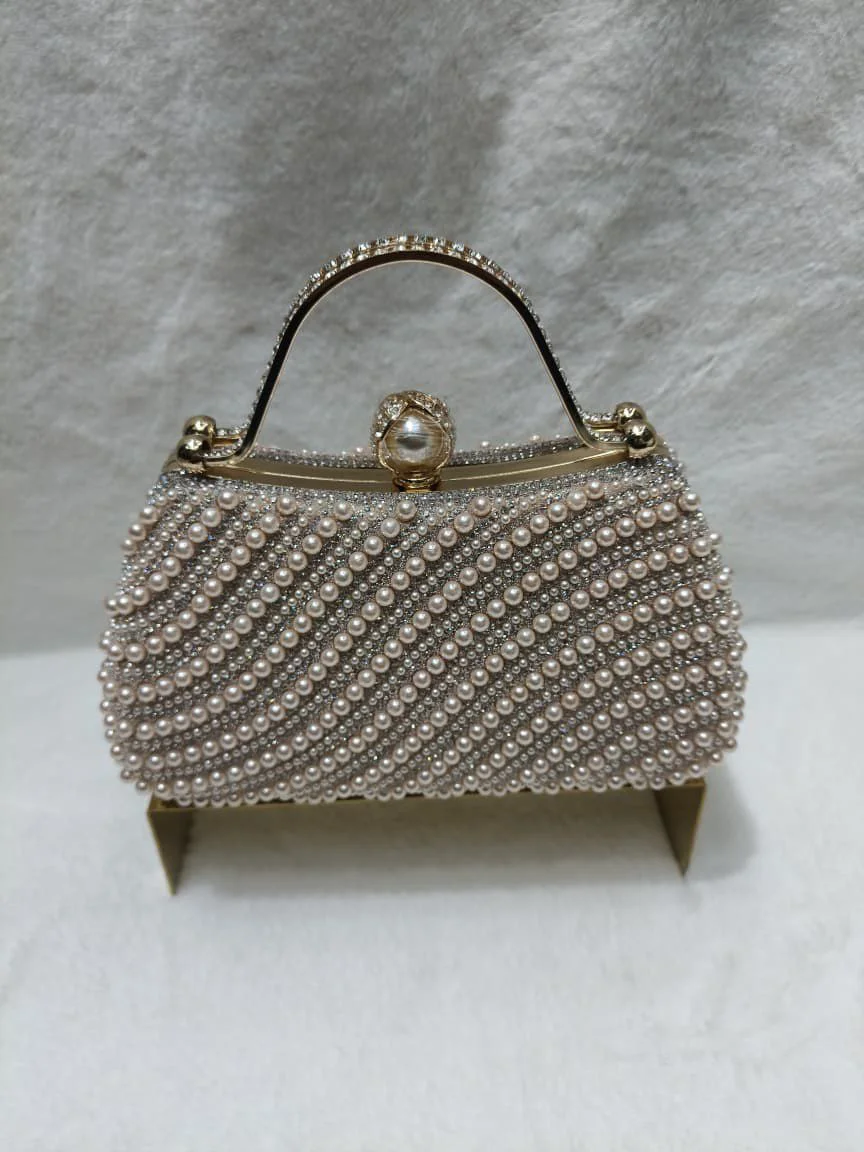 Luxury Pearl Embellished Party Clutch