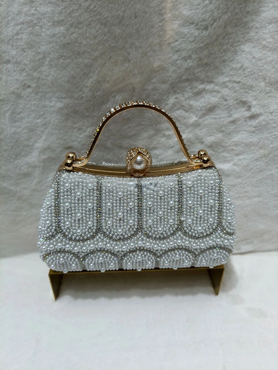 Luxury Pearl Embellished Party Clutch