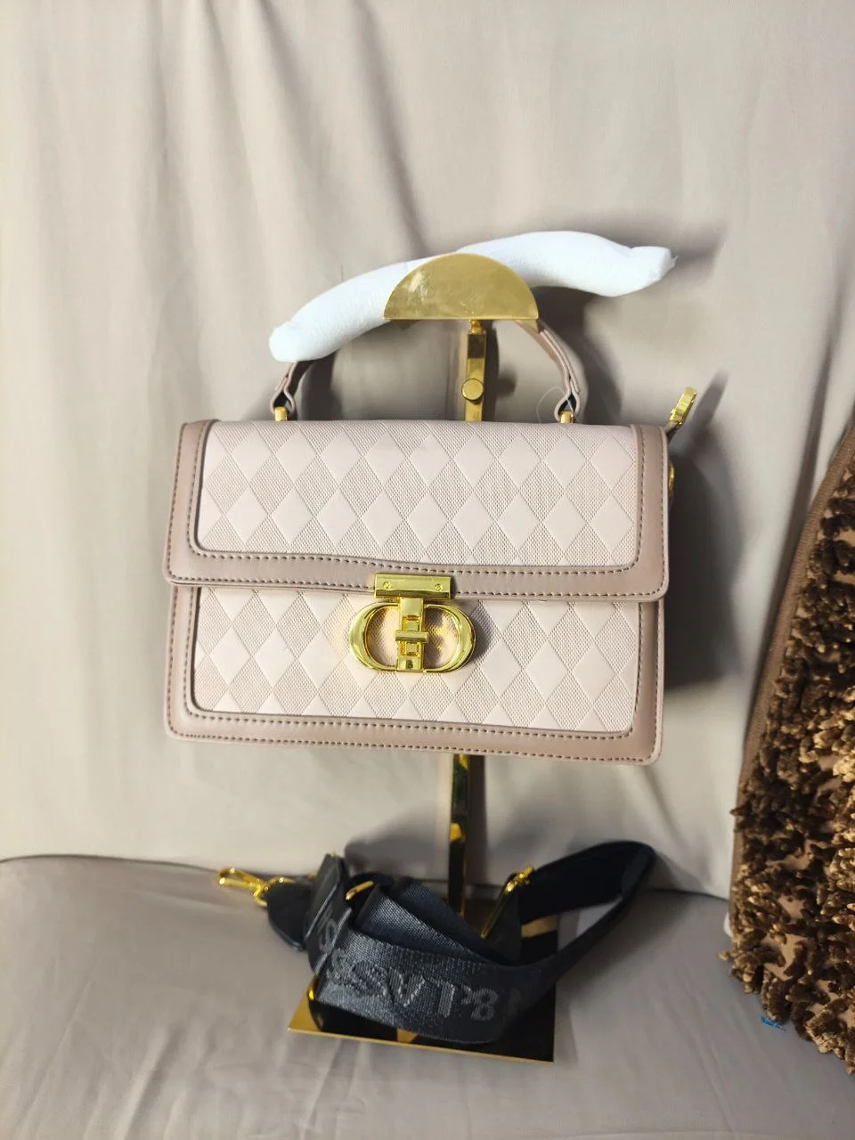 Premium Diamond Quilted Top Handle Bag