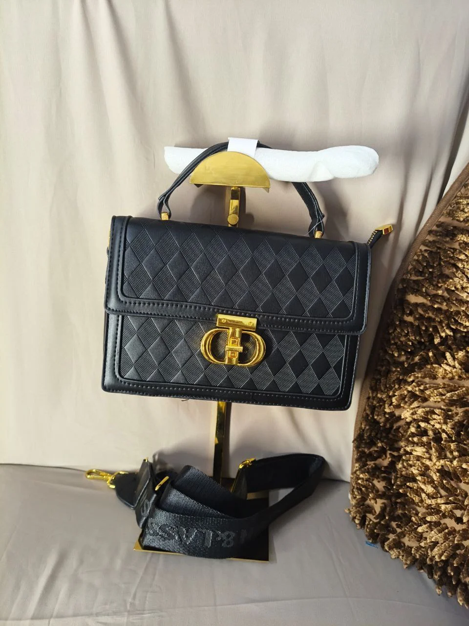 Premium Diamond Quilted Top Handle Bag