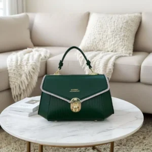 Premium Classic Crystal Edge Top Handle Handbag