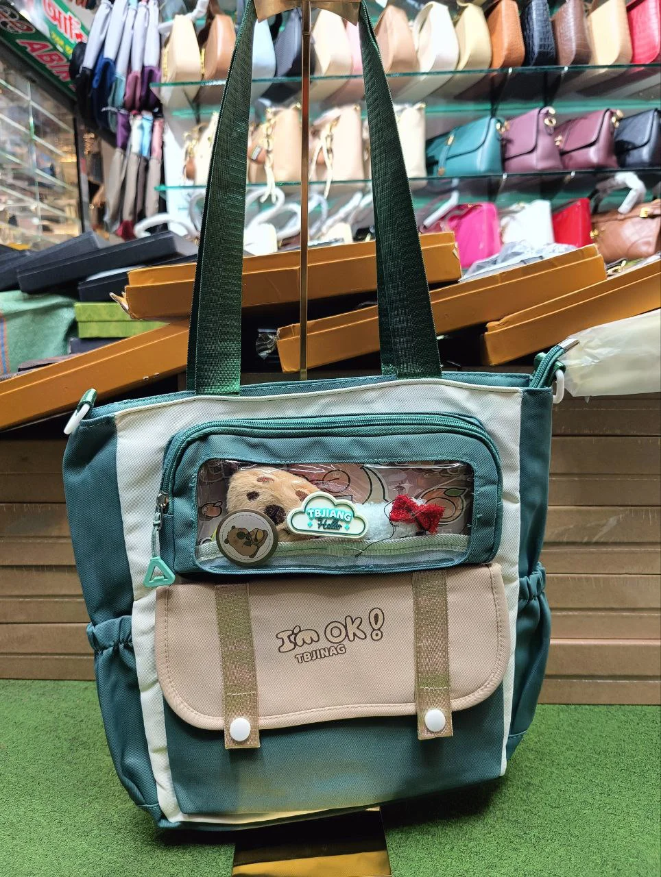 Premium Cute Cartoon Multi-Pocket Tote Bag