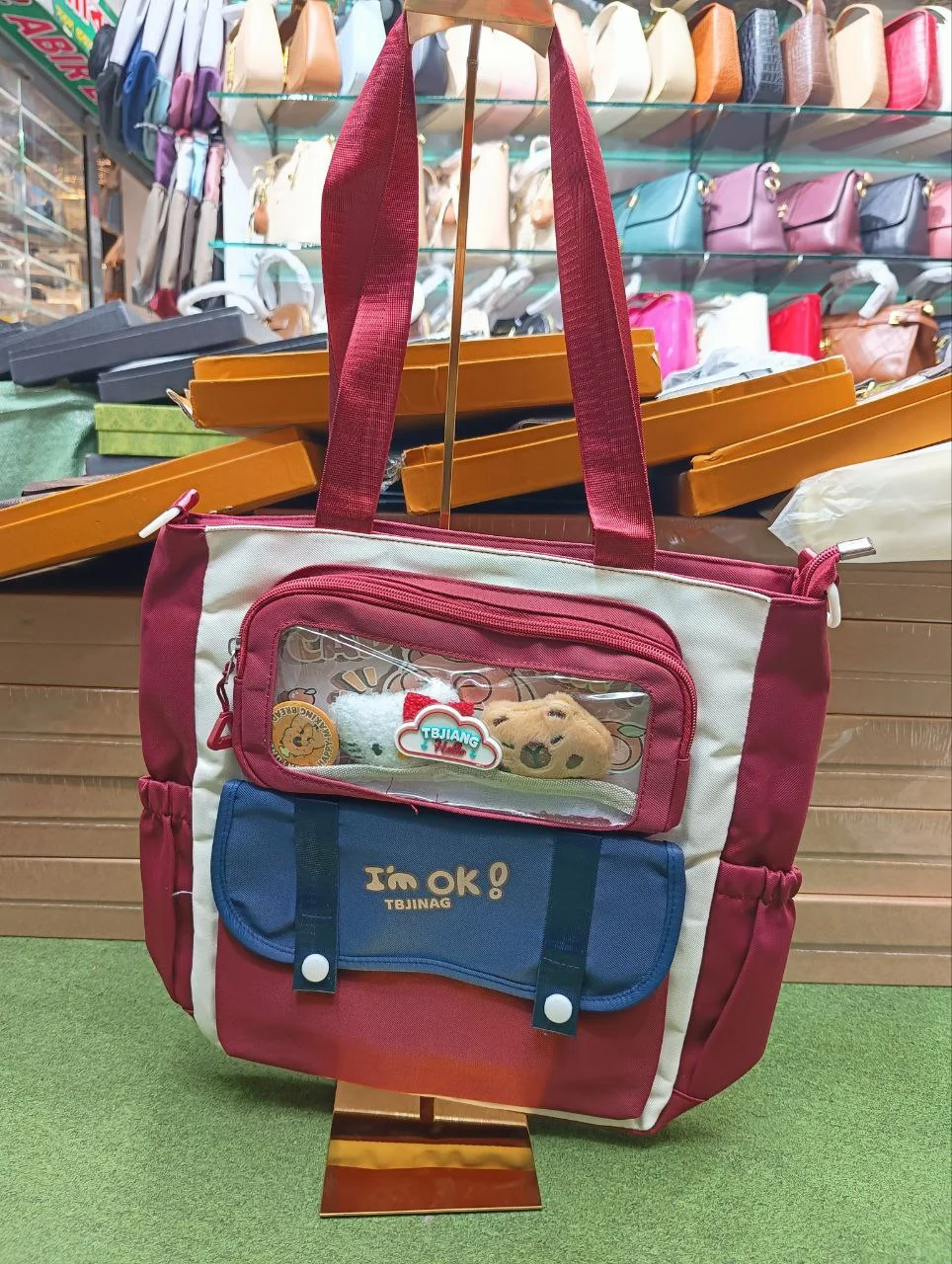 Premium Cute Cartoon Multi-Pocket Tote Bag