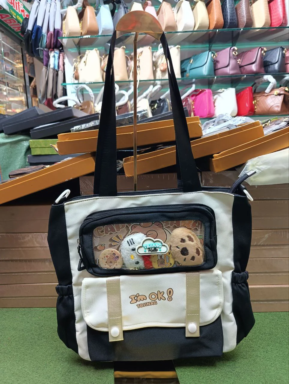 Premium Cute Cartoon Multi-Pocket Tote Bag