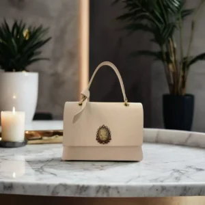 Premium Vintage Emblem Structured Handbag