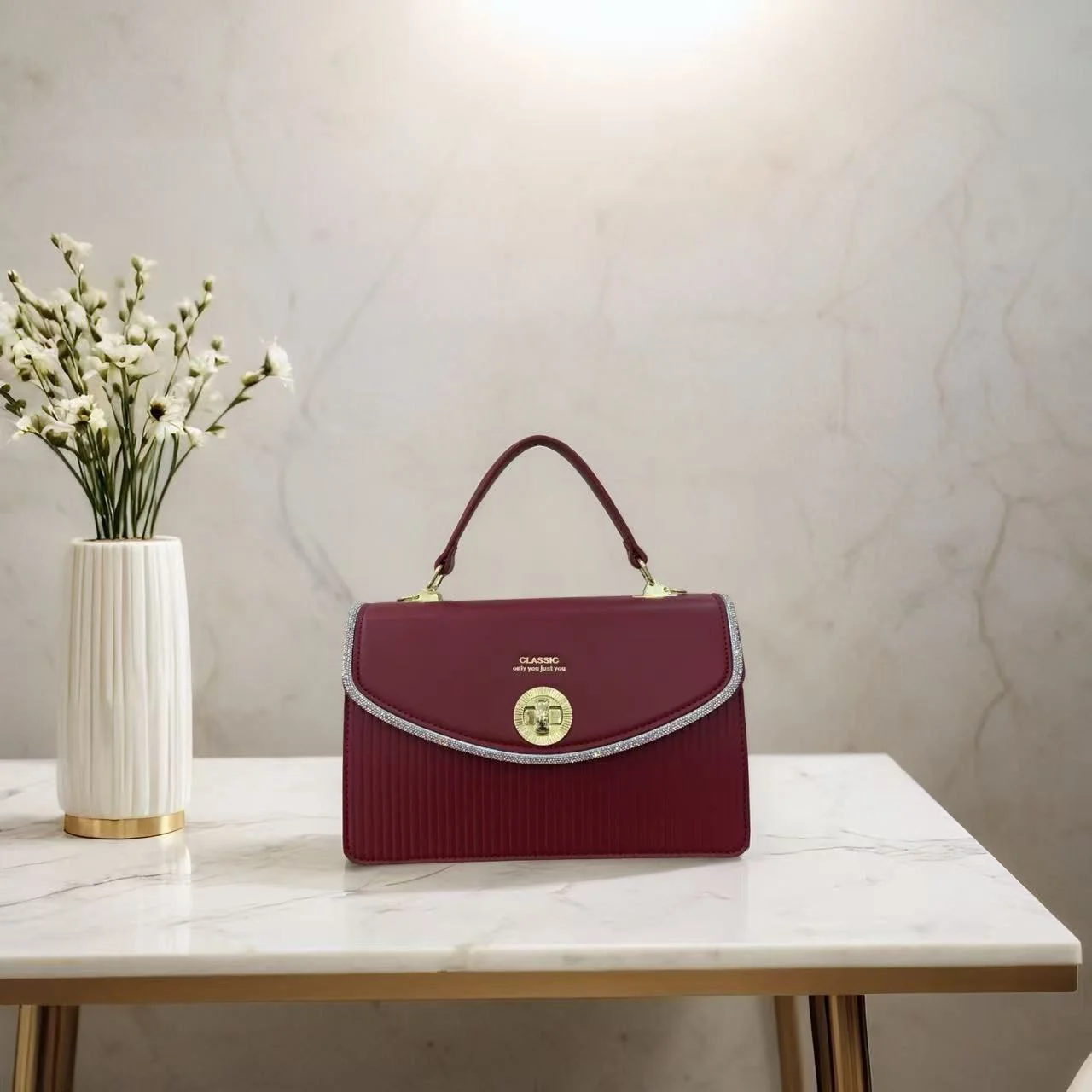 Premium Classic Trim Structured Handbag