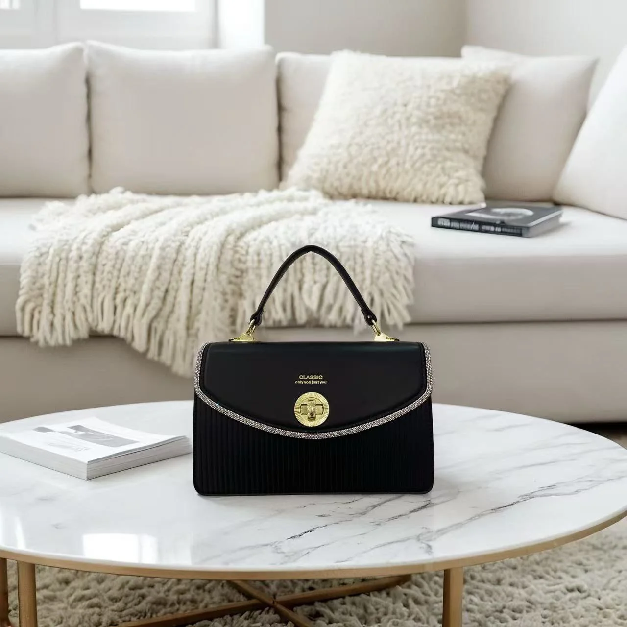 Premium Classic Trim Structured Handbag