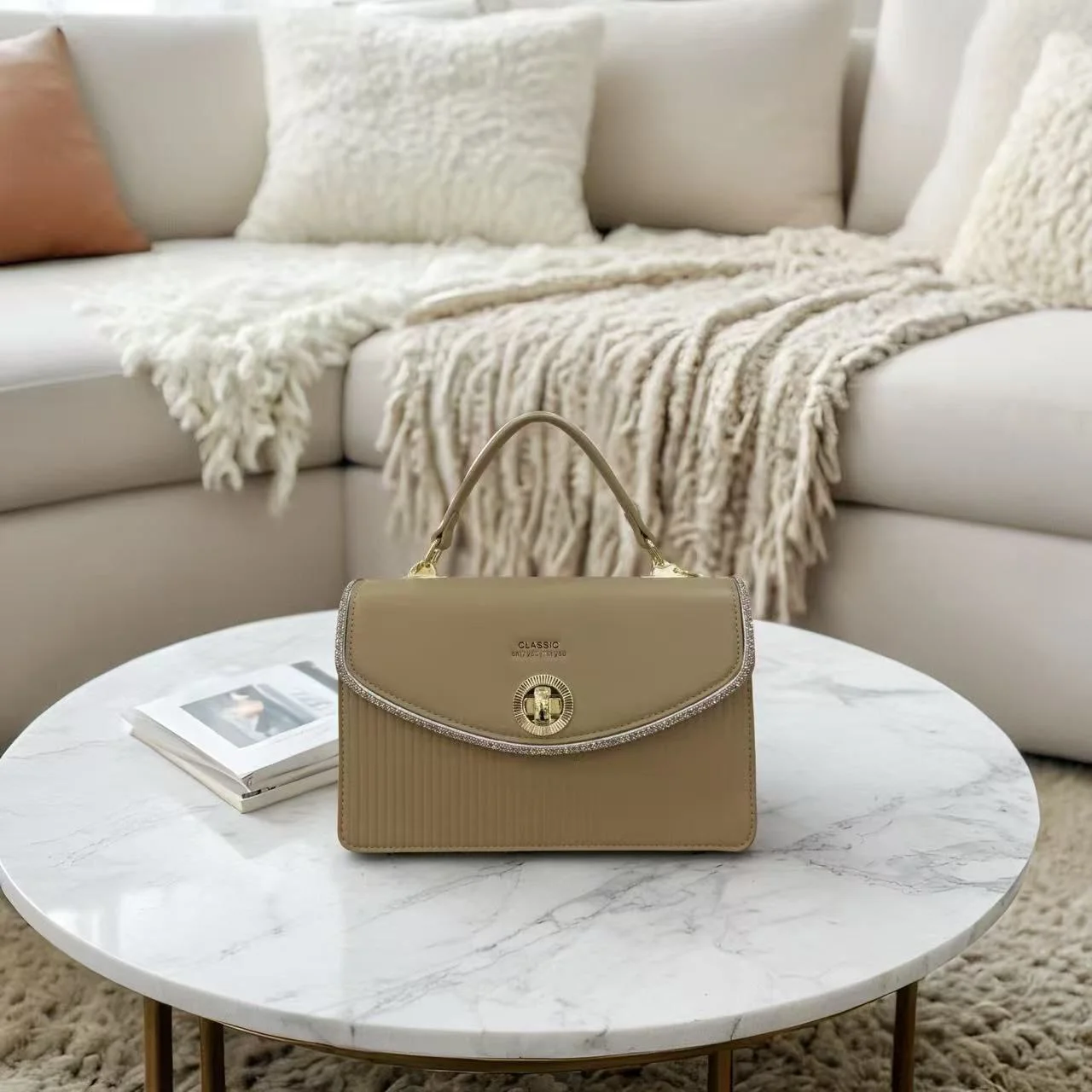 Premium Classic Trim Structured Handbag