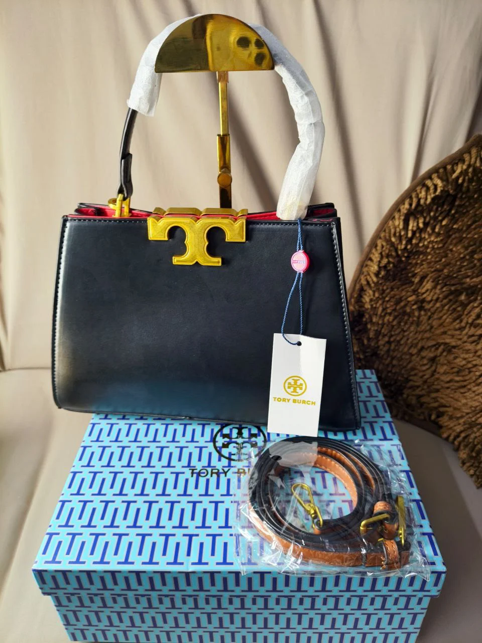 Premium Gold T Structured Handbag