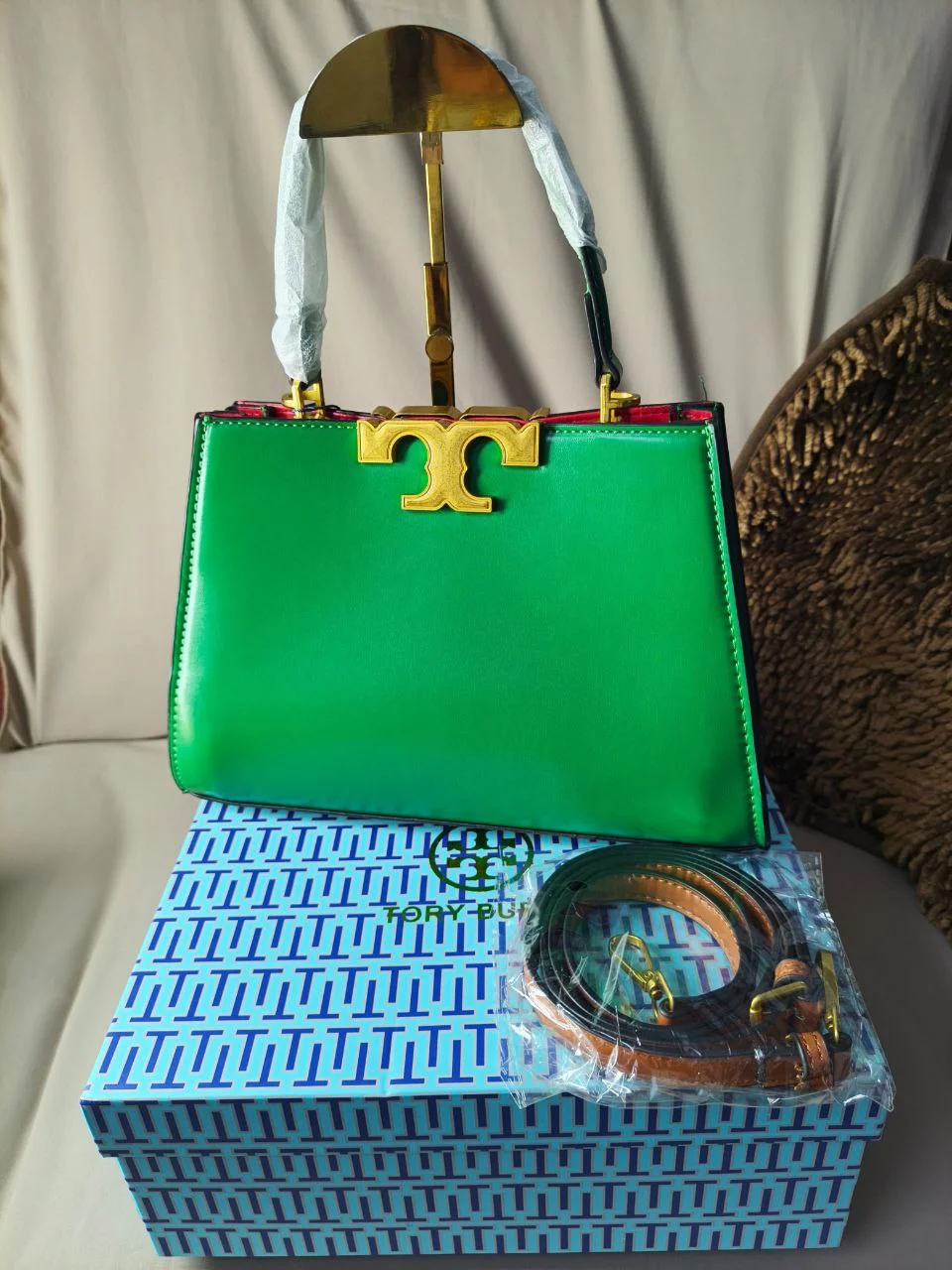 Premium Gold T Structured Handbag