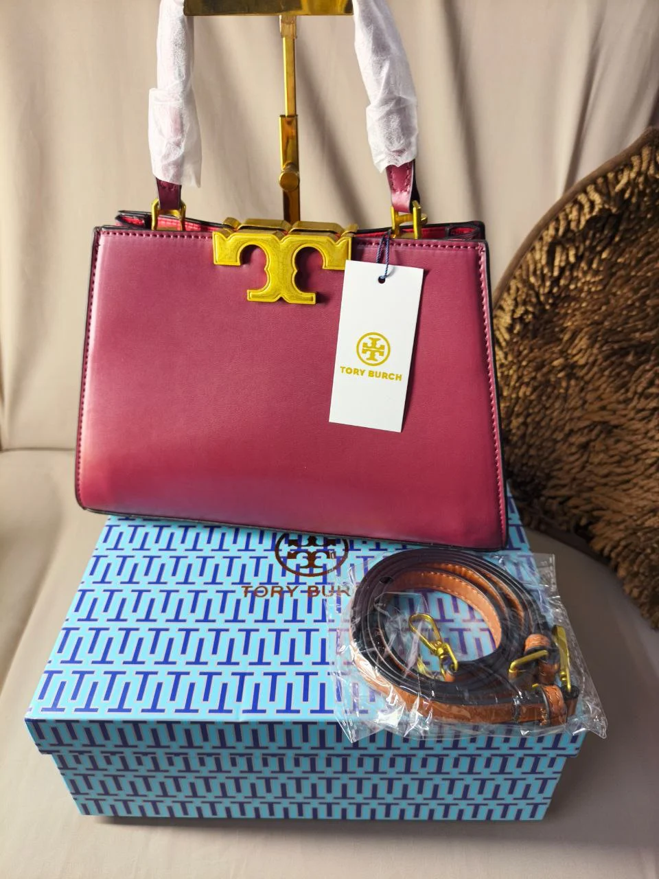 Premium Gold T Structured Handbag