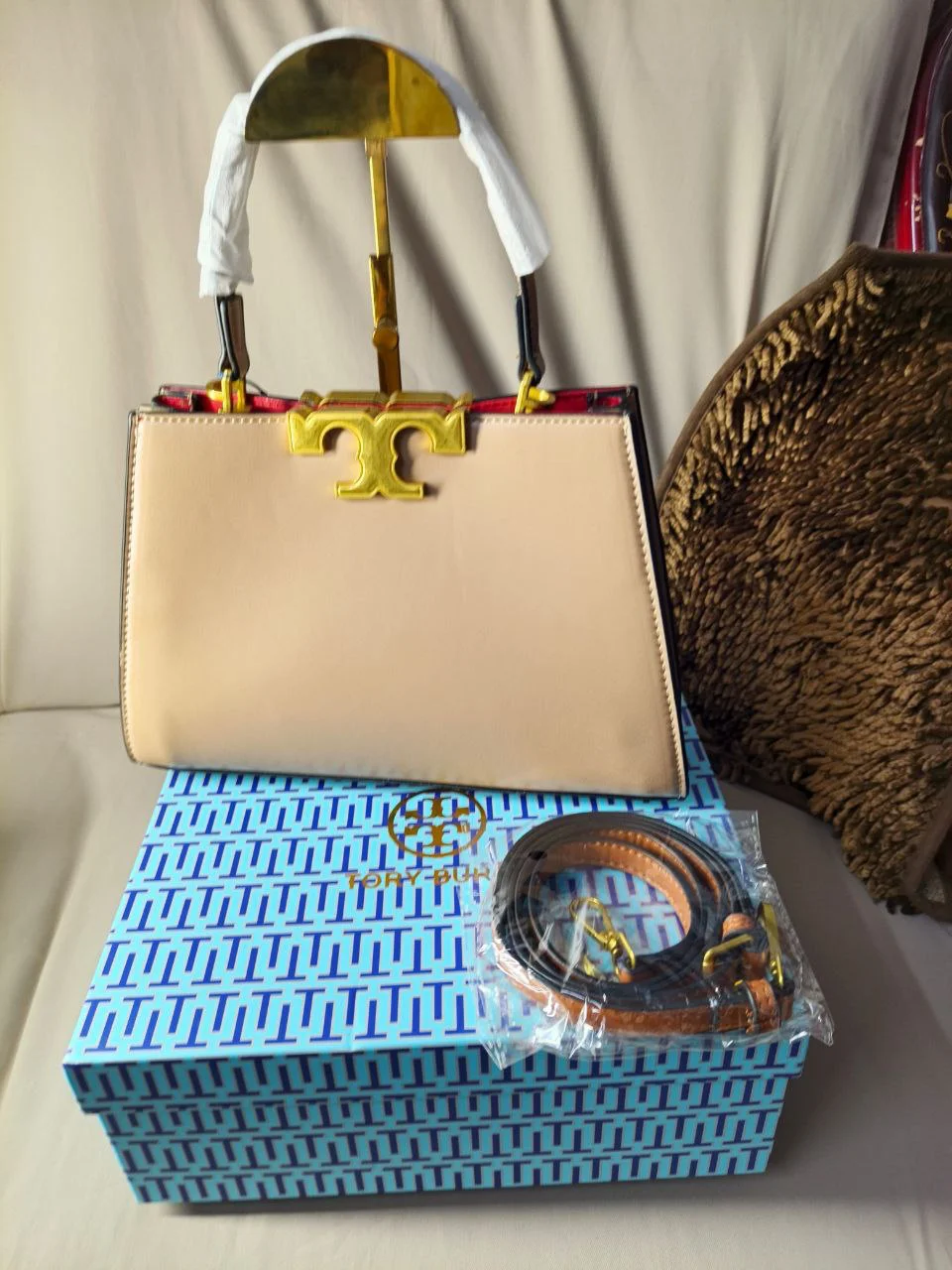 Premium Gold T Structured Handbag