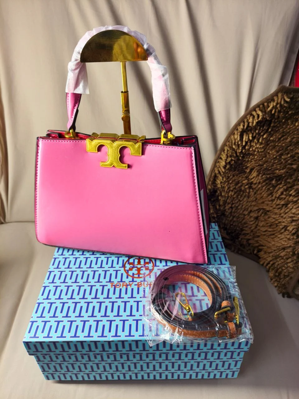 Premium Gold T Structured Handbag