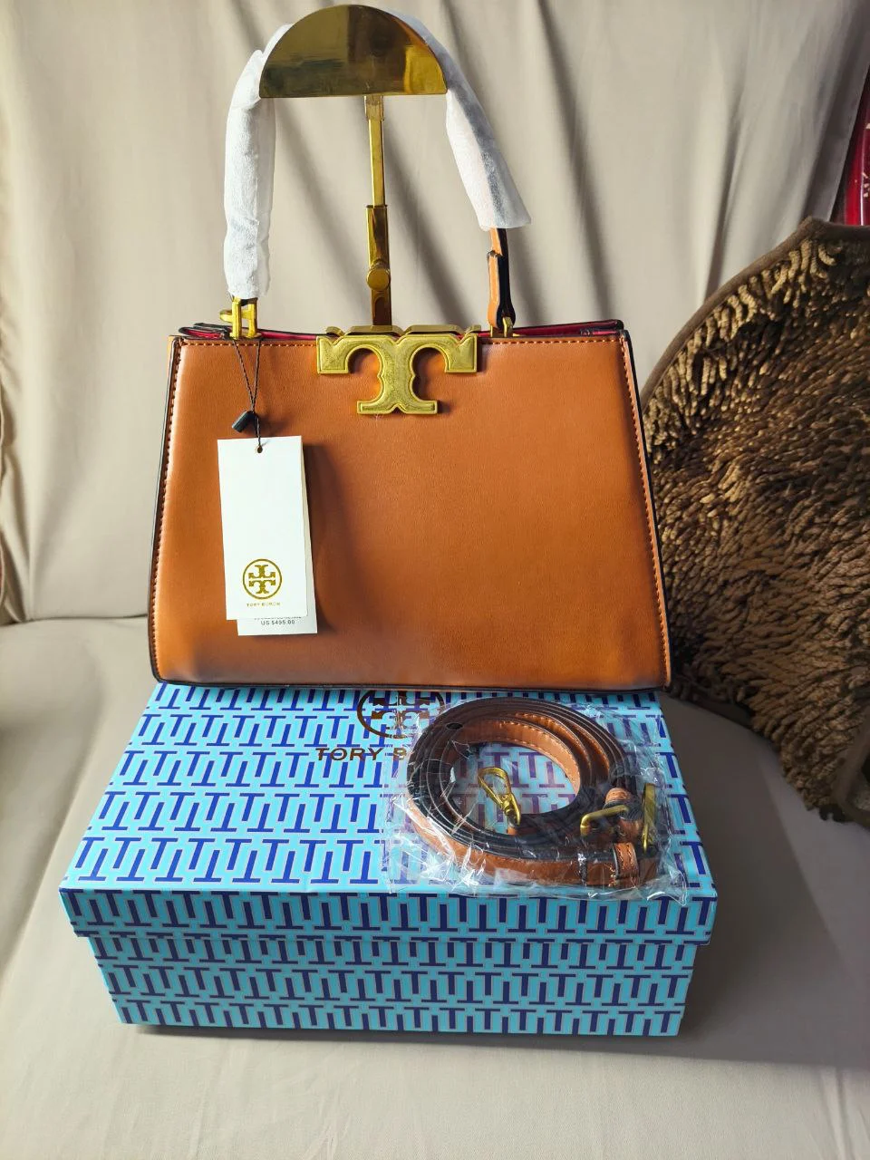 Premium Gold T Structured Handbag