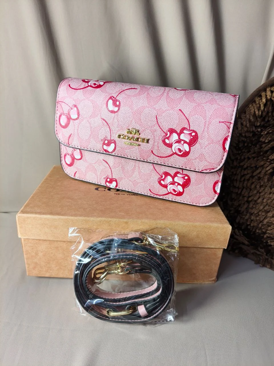 Premium Cherry Flap Crossbody Bag