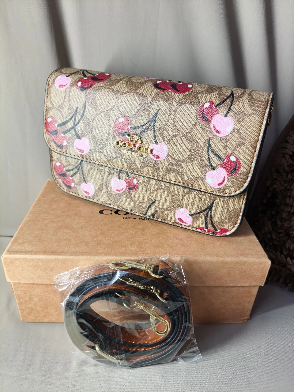 Premium Cherry Flap Crossbody Bag
