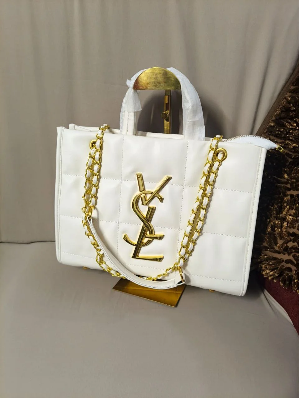Premium Quilted Chain Tote Bag