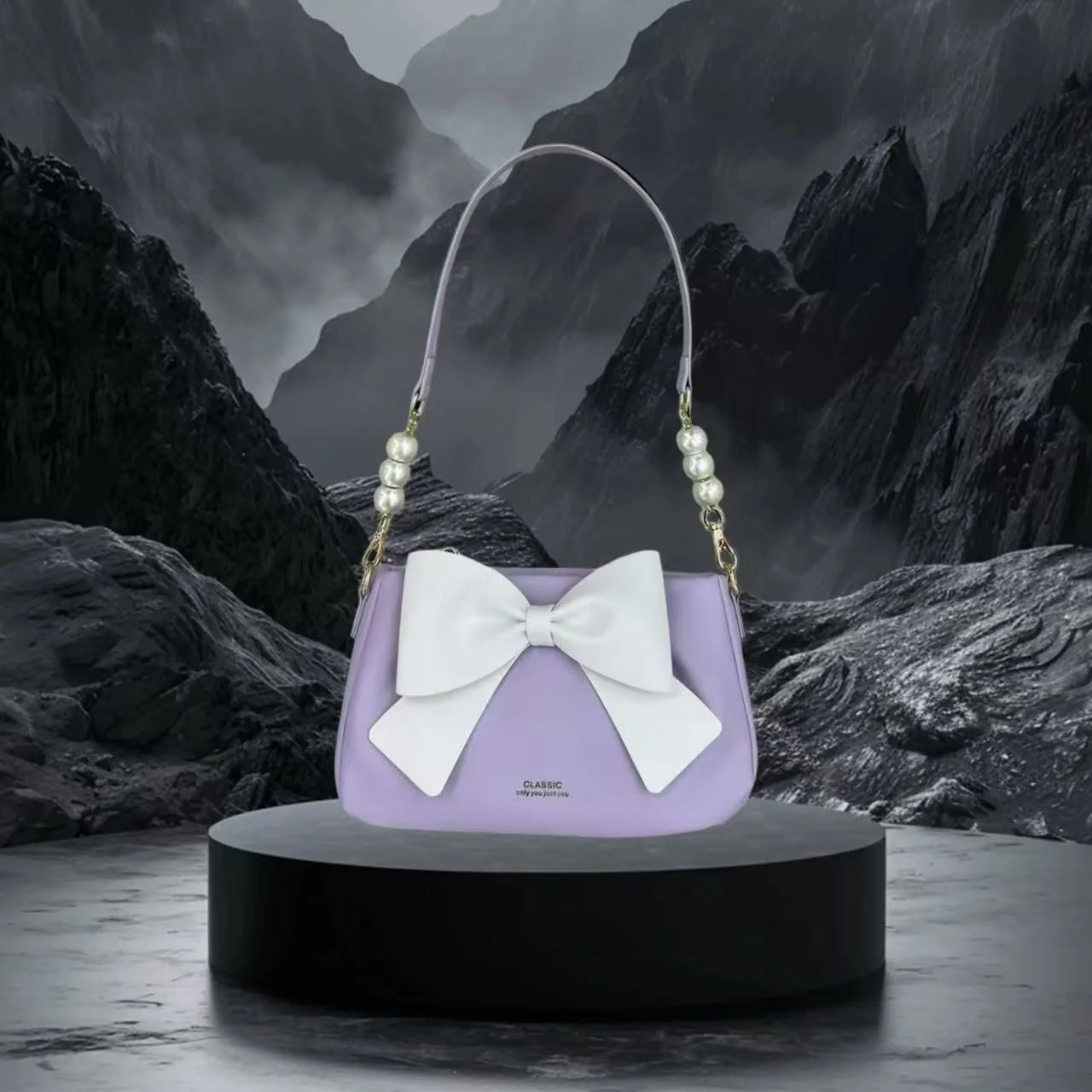 Premium Pearl Bow Classic Shoulder Bag