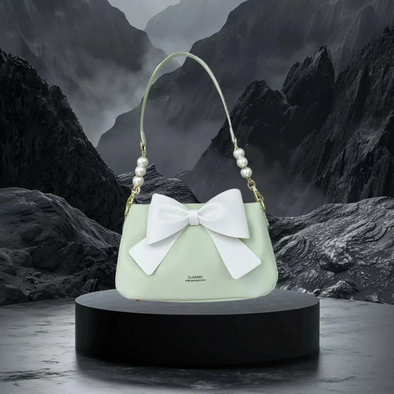 Premium Pearl Bow Classic Shoulder Bag