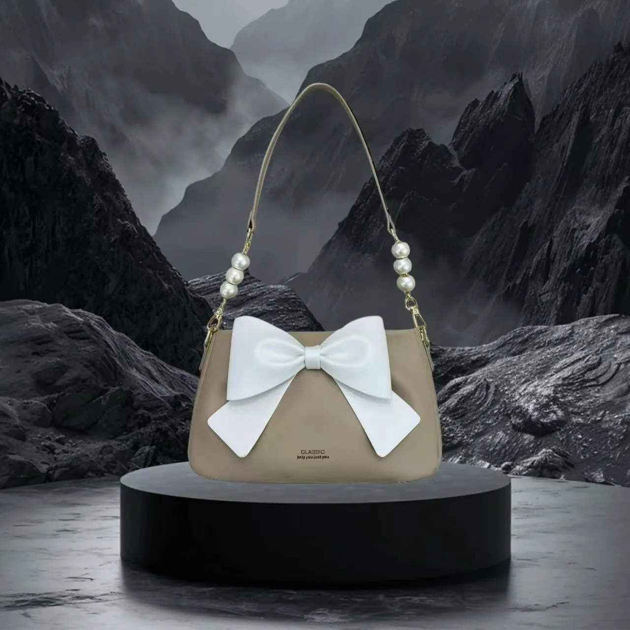 Premium Pearl Bow Classic Shoulder Bag