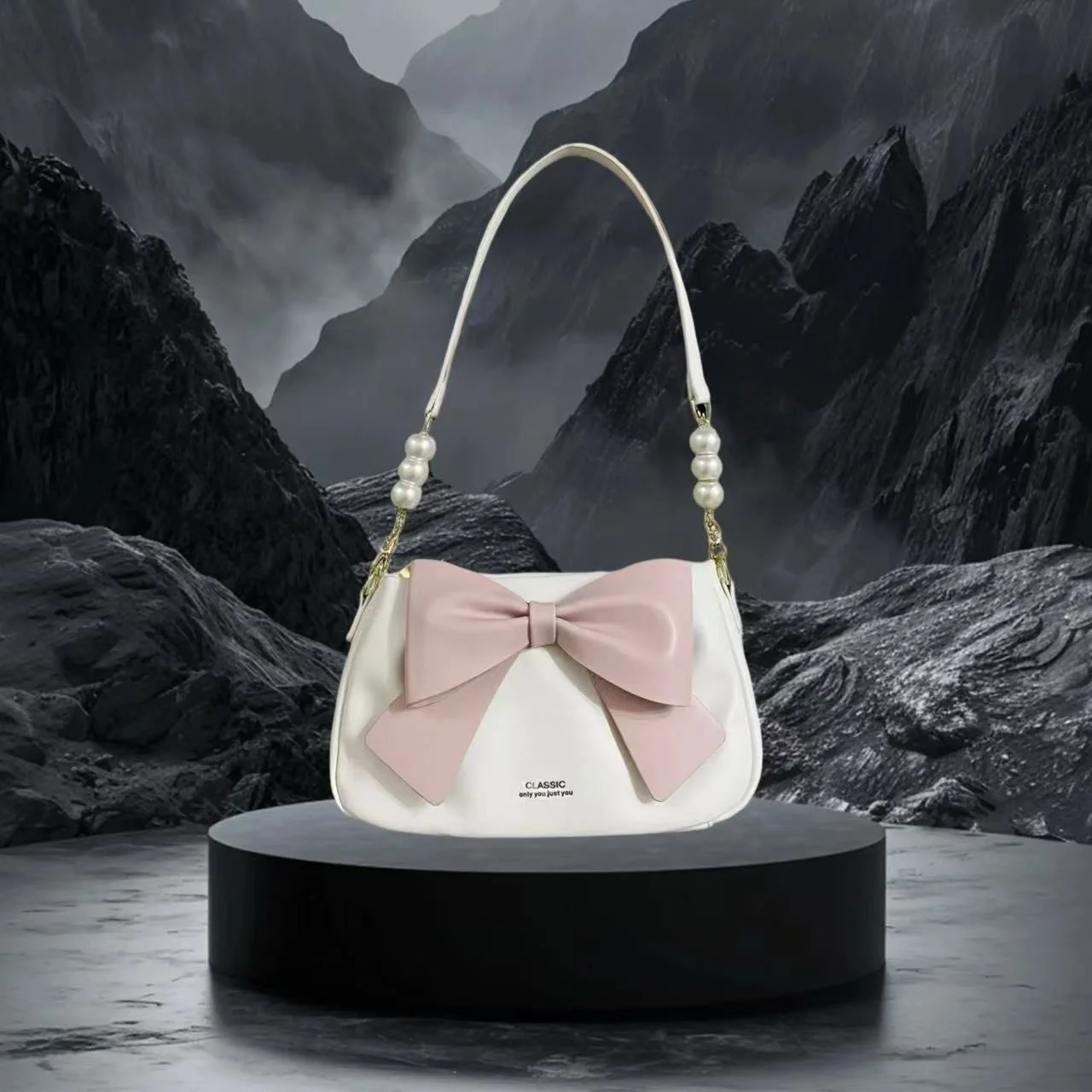 Premium Pearl Bow Classic Shoulder Bag
